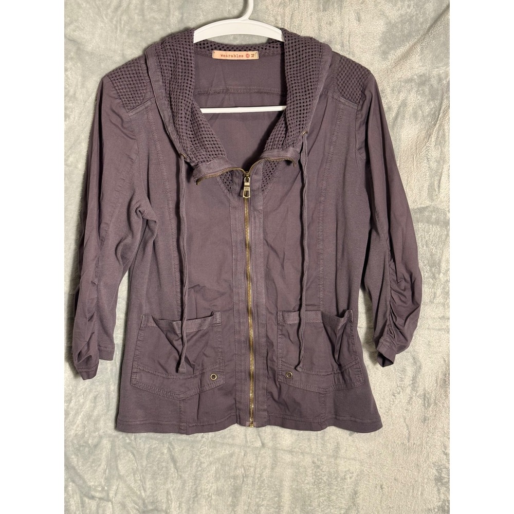 Wearables brownish gray collared Zip Up‎ Jacket Women's Size Medium